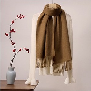 Solid Ripple Wool Scarf Dark Brown