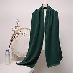 Solid Ripple Wool Scarf with Short Fringe Forest Green