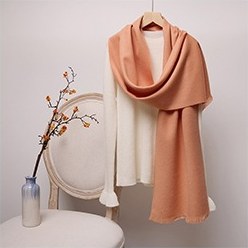 Solid Ripple Wool Scarf with Short Fringe Orange Yellow