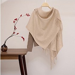 Solid Ripple Wool Shawl Oatmeal