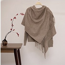 Solid Ripple Wool Shawl Taupe