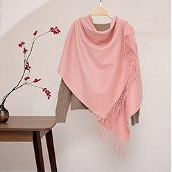 Solid Ripple Wool Shawl Pearl Pink