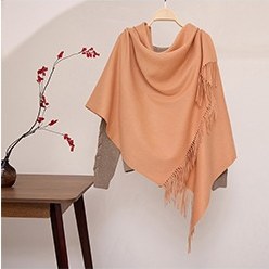 Solid Ripple Wool Shawl Ginger