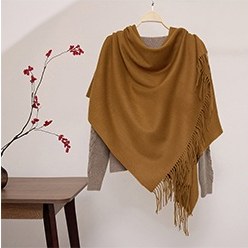 Solid Ripple Wool Shawl Amber