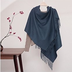 Solid Ripple Wool Shawl Mauve Blue