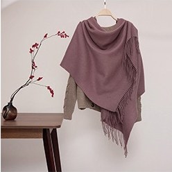 Solid Ripple Wool Shawl Rose Purple