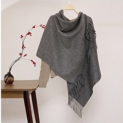 Solid Ripple Wool Shawl Mid Heather Gray