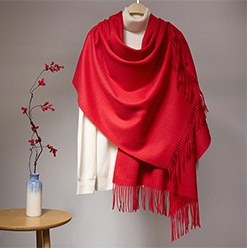 Solid Lambswool Shawl Red