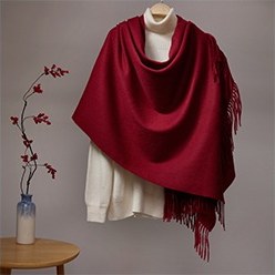 Solid Lambswool Shawl Burgundy