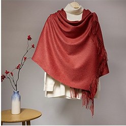 Solid Lambswool Shawl Heather Vintage Red