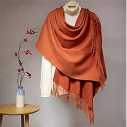 Solid Lambswool Shawl Ginger Red
