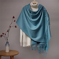 Solid Lambswool Shawl Klein Blue