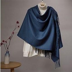 Solid Lambswool Shawl Heather Blue
