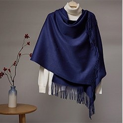 Solid Lambswool Shawl Royal Blue