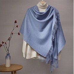 Solid Lambswool Shawl Heather Blue