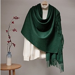 Solid Lambswool Shawl Forest Green