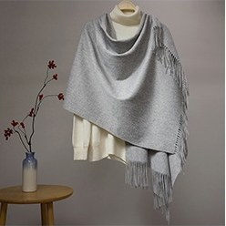 Solid Lambswool Shawl Light Heather Gray