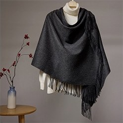 Solid Lambswool Shawl Dark Heather Gray