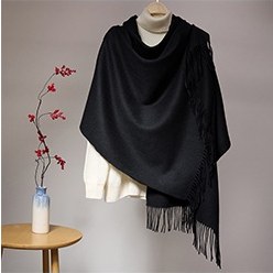 Solid Lambswool Shawl Black