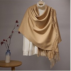 Solid Lambswool Shawl Golden Camel