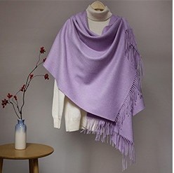 Solid Lambswool Shawl Heather Purple
