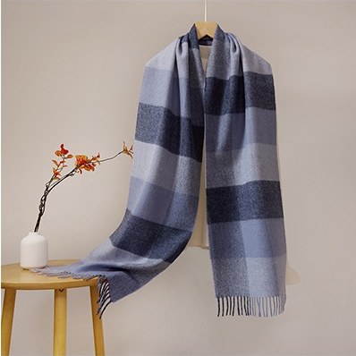 Ripple Wool Yarn-Dyed Check Scarf Style RD03#