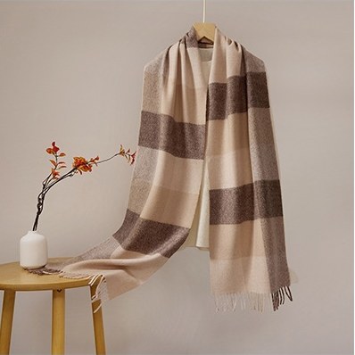 Ripple Wool Yarn-Dyed Check Scarf Style RD04#