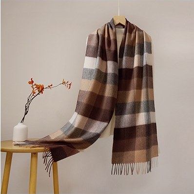 Ripple Wool Yarn-Dyed Check Scarf Style RD06#