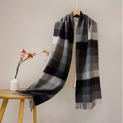Ripple Wool Yarn-Dyed Check Scarf Style RD07#