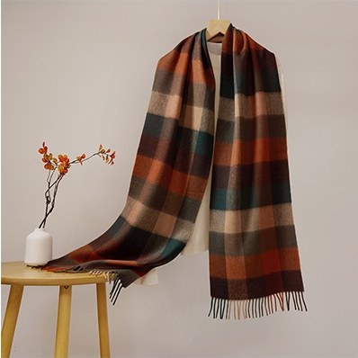 Ripple Wool Yarn-Dyed Check Scarf Style RD11#