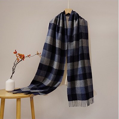 Ripple Wool Yarn-Dyed Check Scarf Style RD13#