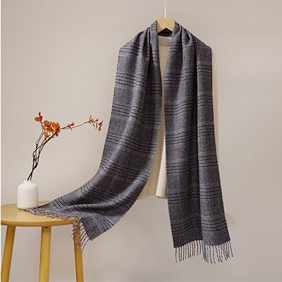 Ripple Wool Yarn-Dyed Check Scarf Style RD14#