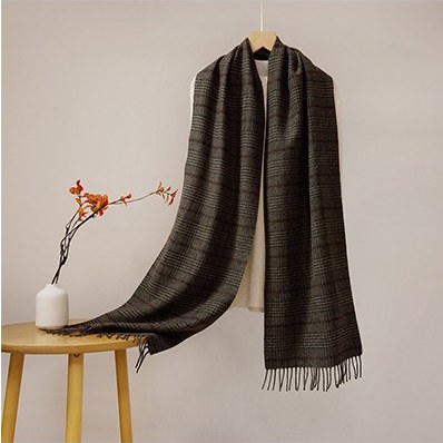 Ripple Wool Yarn-Dyed Check Scarf Style RD15#