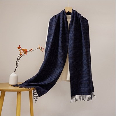Ripple Wool Yarn-Dyed Check Scarf Style RD16#
