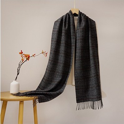 Ripple Wool Yarn-Dyed Check Scarf Style RD17#