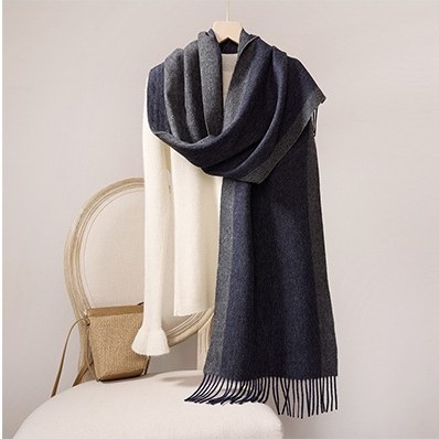 Wool Scarf with Contrast Border — RS26-W040 Black