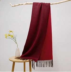 撞色镶边羊毛围巾 — RS26-W043 Burgundy