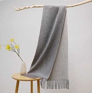 撞色镶边羊毛围巾 — RS26-W043 Gray