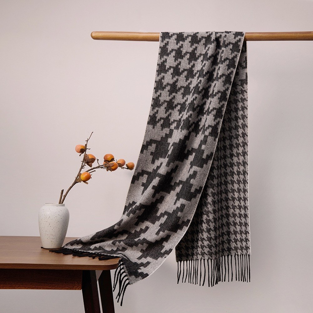 Wool Ombre Houndstooth Scarf Wool Ombre Houndstooth Scarf
