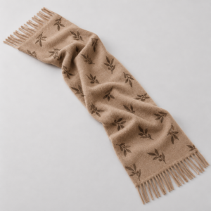 RUISONG Camel Botanical wool scarf — full scarf