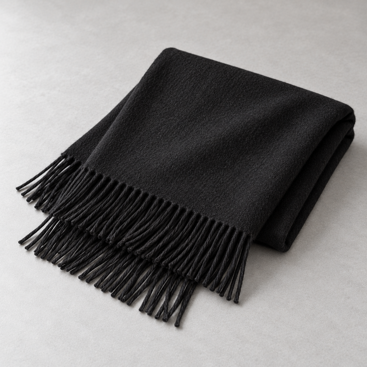 RUISONG Black wool scarf — folded view RUISONG Black wool scarf — folded view