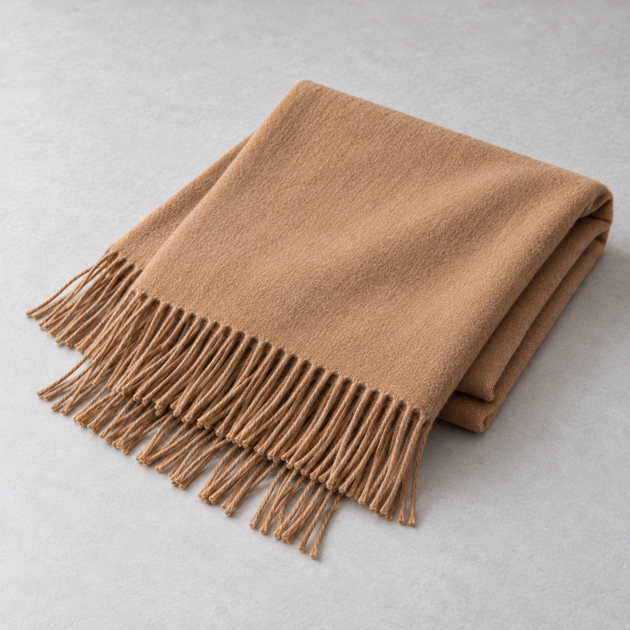 RUISONG Camel wool scarf — folded view RUISONG Camel wool scarf — folded view
