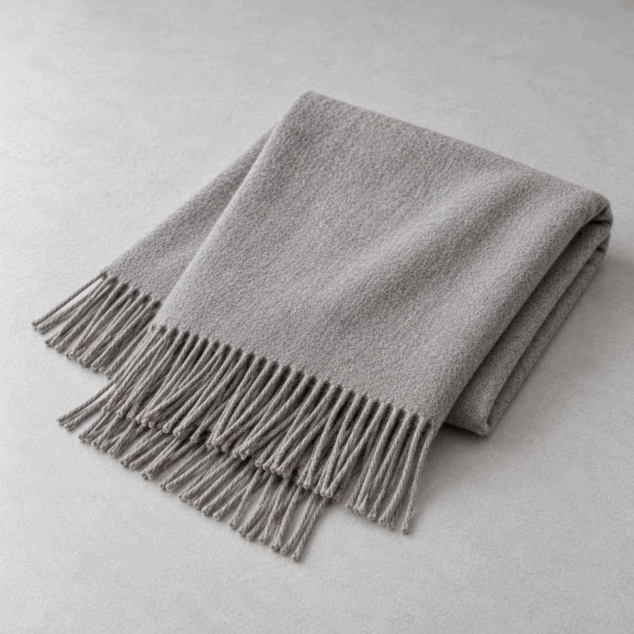 RUISONG Light Grey wool scarf — folded view RUISONG Light Grey wool scarf — folded view